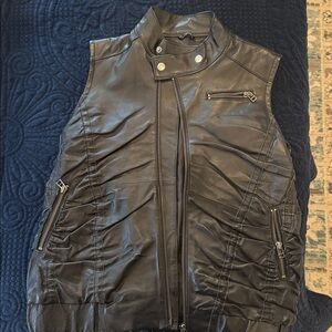 Black Sleeveless Leather Vest